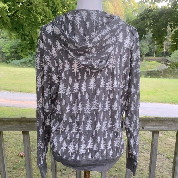 T. R. McTaggart Wm’s Sz Medium Grey White Lightweight Hooded Sweatshirt Jacket - Picture 3 of 4